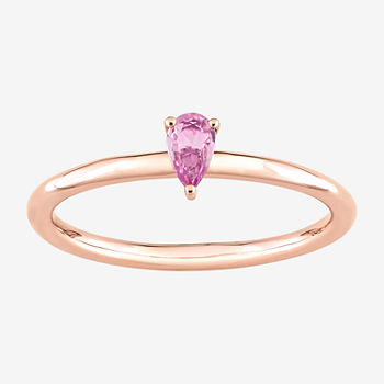 Womens Genuine Pink Sapphire 10K Rose Gold Stackable Ring