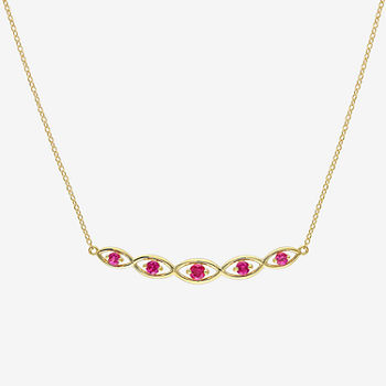 Womens Lab Created Red Ruby 18K Gold Over Silver Pendant Necklace