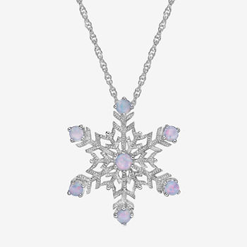 Lab-Created Opal Snowflake Pendant Necklace