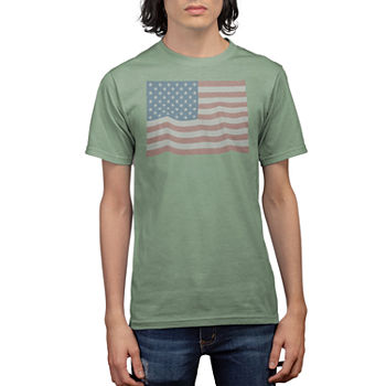 Mens Crew Neck Short Sleeve Classic Fit Americana Graphic T-Shirt