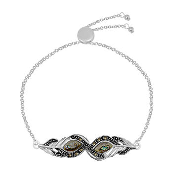 Sparkle Allure Shell Pure Silver Over Brass 9 Inch Link Bolo Bracelet