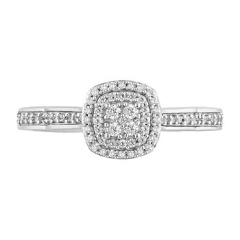 Enchanted Disney Fine Jewelry Womens 1/4 CT. T.W. Genuine White Diamond 10K White Gold Cinderella Engagement Ring