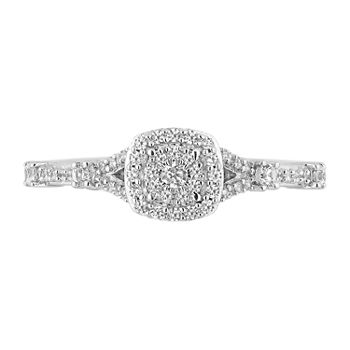 Womens 1/3 CT. T.W. Genuine White Diamond 10K Two Tone Gold Princess Snow White Engagement Ring