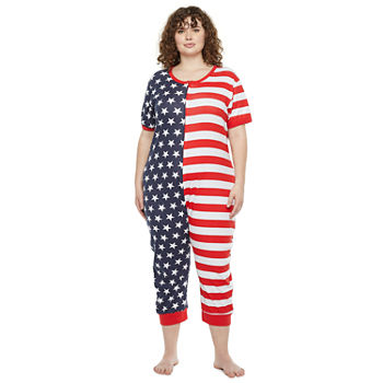 Americana Family Womens Plus Short Sleeve One Piece Pajama