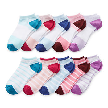 Thereabouts Little & Big Girls 10 Pair Low Cut Socks