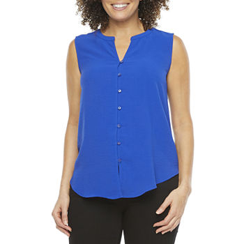 Liz Claiborne Sleeveless Button Front Shirt - Plus