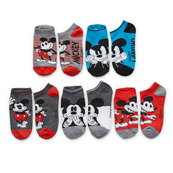 Little & Big Boys 5 Pair Mickey Mouse No Show Socks