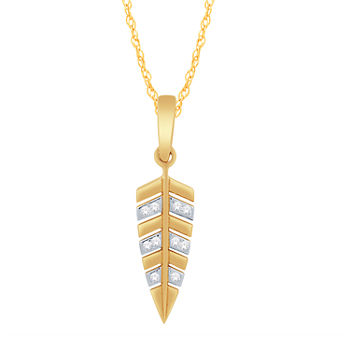 Arrow Head Womens Diamond Accent Genuine White Diamond 10K Gold Arrow Pendant Necklace