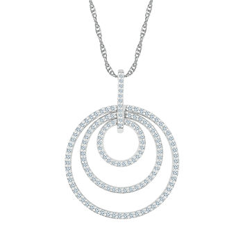 Womens 5/8 CT. T.W. Genuine White Diamond 10K White Gold Circle Pendant Necklace