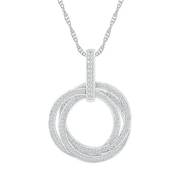 Womens 3/4 CT. T.W. Genuine White Diamond 10K White Gold Circle Pendant Necklace