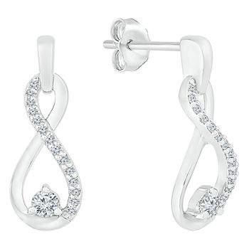 1/6 CT. T.W. Genuine White Diamond 10K White Gold Infinity Drop Earrings