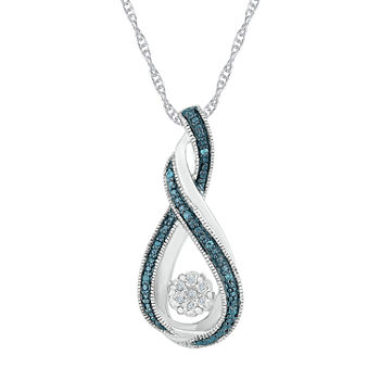 Womens Diamond Accent Genuine Blue Diamond Sterling Silver Infinity Pendant Necklace