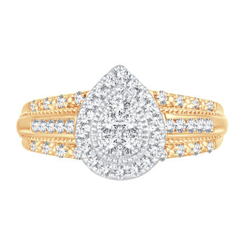 Womens 1/2 CT. T.W. Genuine White Diamond 10K Gold Pear Engagement Ring
