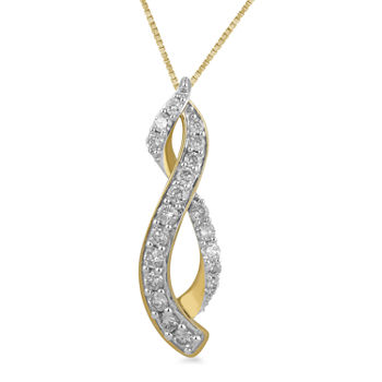 Womens 1 CT. T.W. Genuine White Diamond 10K Gold Pendant Necklace