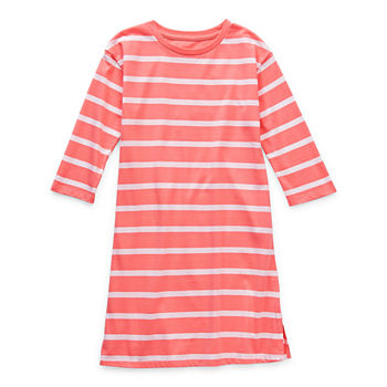 Thereabouts Striped Little & Big Girls 3/4 Sleeve Striped T-Shirt Dress