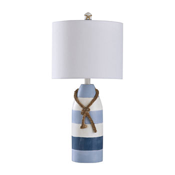 Stylecraft 10 W Blue Stripe Polyresin Table Lamp