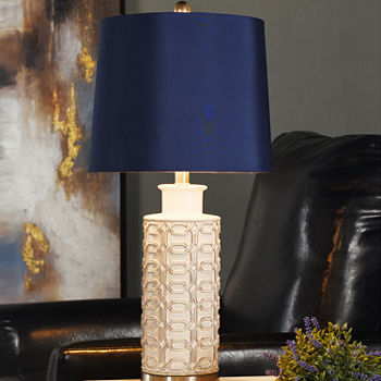 Stylecraft 13 W Cream & Blue Ceramic Table Lamp