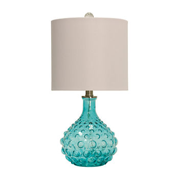 Stylecraft 10 W Blue & Off-White Glass Table Lamp
