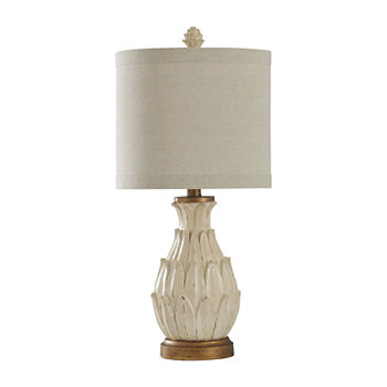 Stylecraft 11 W Off-White & Brown Polyresin Table Lamp