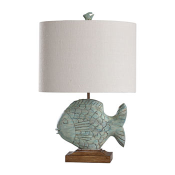 Stylecraft 17 W Ocean Blue Polyresin Table Lamp