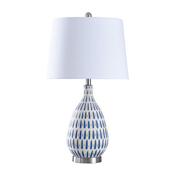 Stylecraft 15.5 W Off-White & Blue Ceramic Table Lamp
