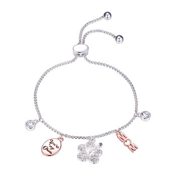 Disney Classics Mom Crystal Pure Silver Over Brass 9 Inch Link Flower Bolo Bracelet