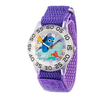 Disney Collection Girls Silver-Tone & Purple Numbered Bezel Finding Dory Watch
