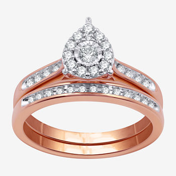 I Said Yes Womens 3/8 CT. T.W. Lab Grown White Diamond 14K Rose Gold Over Silver Bridal Set