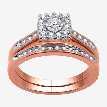I Said Yes Womens 3/8 CT. T.W. Lab Grown White Diamond 14K Rose Gold Over Silver Bridal Set