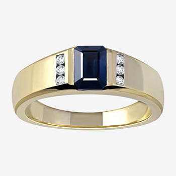 Mens 1/8 CT. T.W. Genuine Blue Sapphire 10K Gold Fashion Ring