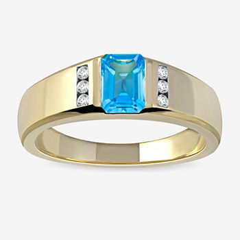 Mens 1/8 CT. T.W. Genuine Blue Topaz 10K Gold Fashion Ring