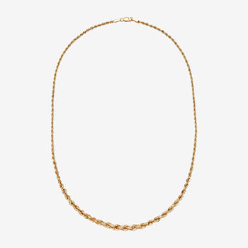 10K Gold 18 Inch Hollow Rope Chain Necklace