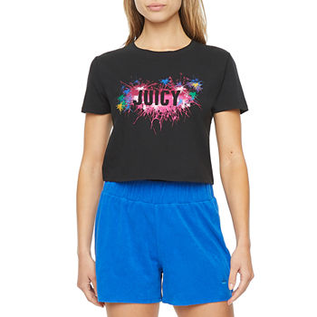Juicy By Juicy Couture Boyfriend Womens Crew Neck Short Sleeve Crop Top