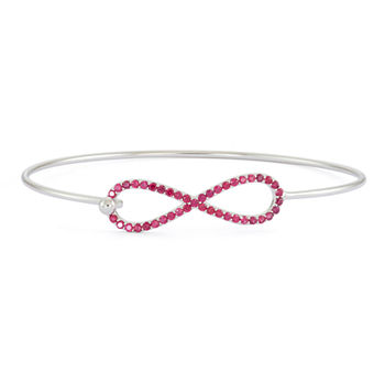 Simulated Ruby Sterling Silver Infinity Bangle Bracelet
