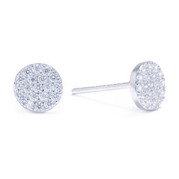 Silver Treasures Cubic Zirconia 14K Gold Over Silver 6mm Stud Earrings
