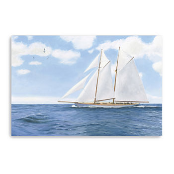 Majestic Sailboat White Sails Giclee Canvas Art