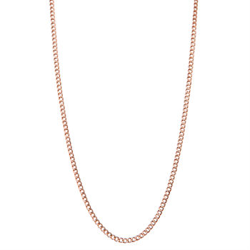 10K Rose Gold 20 Inch Hollow Curb Chain Necklace