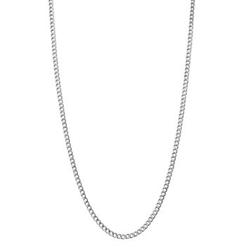 10K White Gold 18 Inch Hollow Curb Chain Necklace
