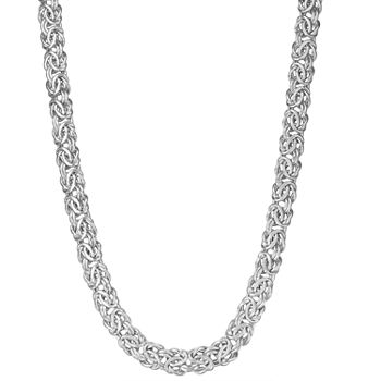 10K White Gold 20 Inch Hollow Byzantine Chain Necklace