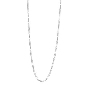 10K White Gold 20 Inch Hollow Figaro Chain Necklace
