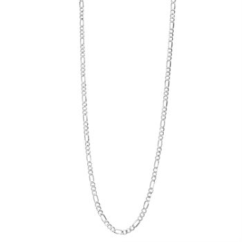 10K White Gold 24 Inch Hollow Figaro Chain Necklace