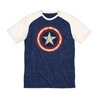 Big and Tall Mens Crew Neck Short Sleeve Regular Fit Americana Captain America Graphic T-Shirt