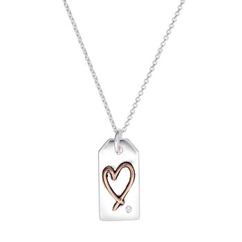 Footnotes Brave Heart Cubic Zirconia Sterling Silver 16 Inch Link Heart Pendant Necklace