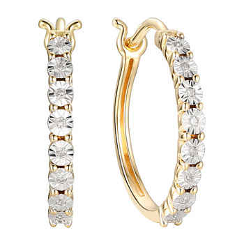 1/10 CT. T.W. Genuine White Diamond 14K Gold Over Silver 18mm Hoop Earrings
