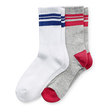 Thereabouts Little & Big Girls 2 Pair Crew Socks
