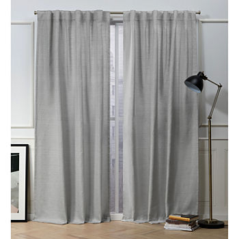 Nicole Miller Mellow Slub Light-Filtering Back Tab Set of 2 Curtain Panel