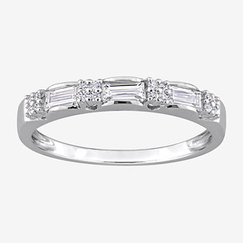 Lab Created White Moissanite Sterling Silver Wedding Band
