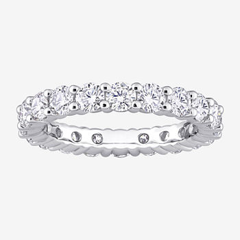 3MM Lab Created White Moissanite Sterling Silver Eternity Wedding Band