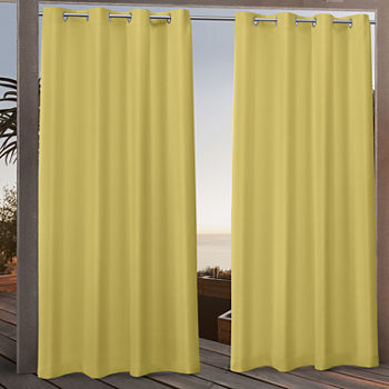 Nicole Miller Canvas Light-Filtering Grommet Top Set of 2 Outdoor Curtain Panel