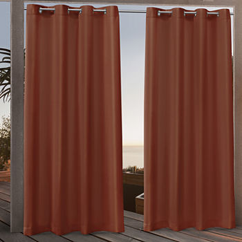 Nicole Miller Canvas Light-Filtering Grommet Top Set of 2 Outdoor Curtain Panel